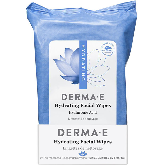 Derma-E Skin Care Derma-E Hydrating Facial Wipes with Hyaluronic Acid, 25 Wipes, Derma E