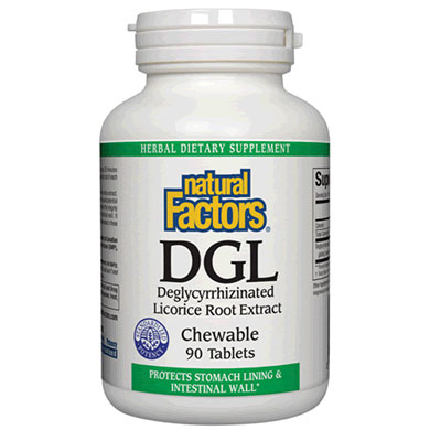 Natural Factors DGL Licorice Chewable 400 mg, 180 Tablets, Natural Factors