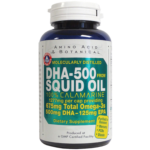 Amino Acid & Botanical Supply DHA-500 from Squid Oil, 30 Capsules, Amino Acid & Botanical Supply