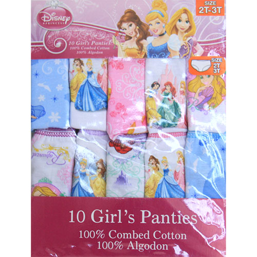 Disney Princess Disney Princess Girl's Cotton Panties, Size 2T-3T, 10 Pack