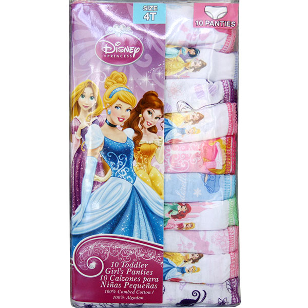 Disney Princess Disney Princess Girl's Cotton Panties, Size 4T, 10 Pack