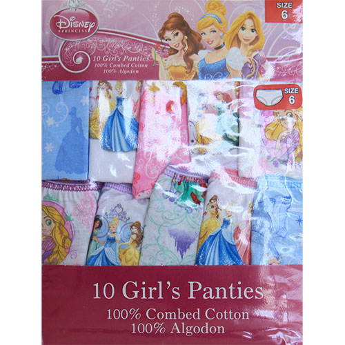 Disney Princess Disney Princess Girl's Cotton Panties, Size 6, 10 Pack