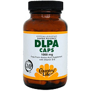 Country Life Dl-Phenylalanine DLPA 1000 mg w/B-6 30 Caps, Country Life