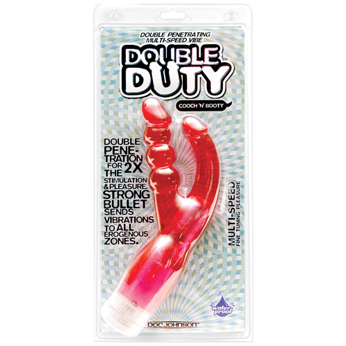 Doc Johnson Double Duty Vibrator, Red, Doc Johnson