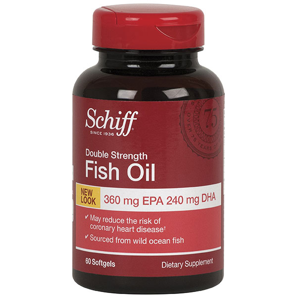 Schiff Double Strength Fish Oil, EPA 360 / DHA 240, 60 Softgels, Schiff