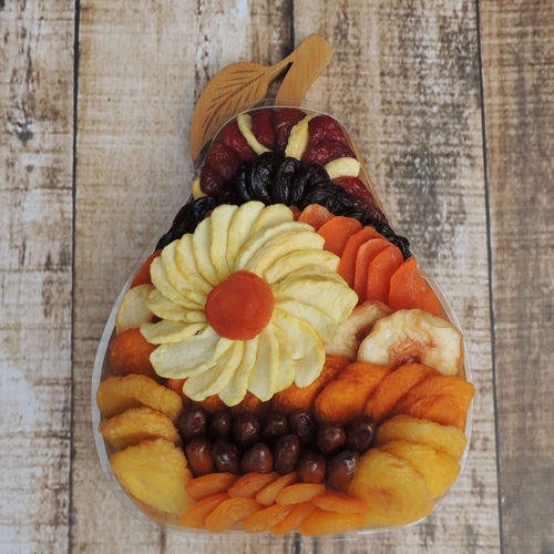 Vacaville Fruit Company Dried Fruit Pear-Shape Trivet Bowl Gift Set, 44 oz, Vacaville Fruit Company
