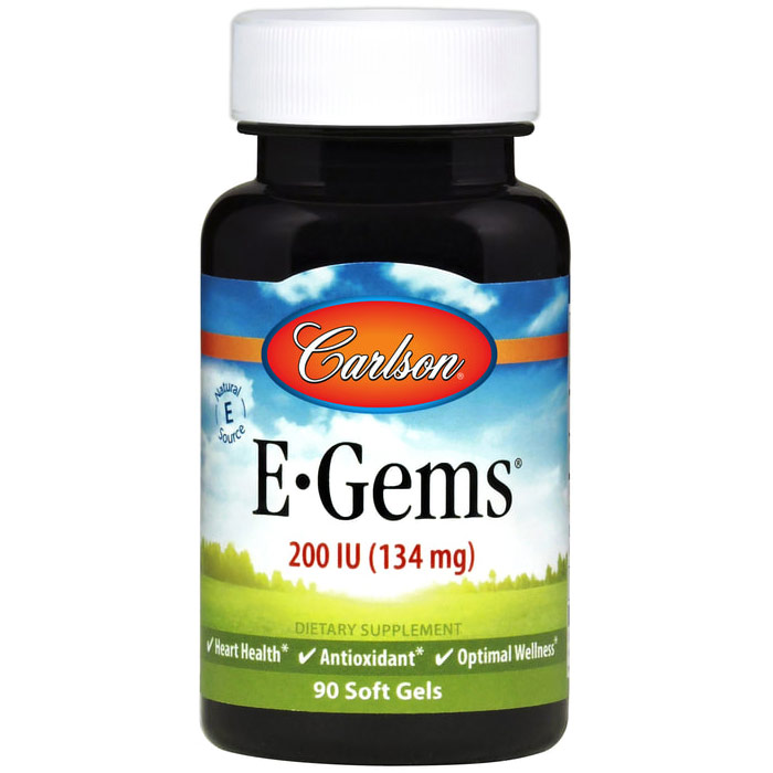 Carlson Laboratories E-Gems 200 IU, Natural Vitamin E, 90 softgels, Carlson Labs