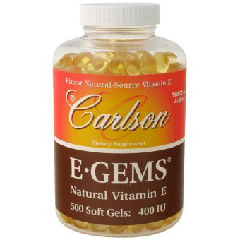 Carlson Laboratories E-Gems 400 IU, Natural Vitamin E, 500 softgels, Carlson Labs