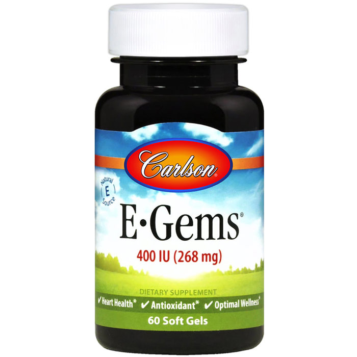 Carlson Laboratories E-Gems 400 IU, Natural Vitamin E, 60 softgels, Carlson Labs