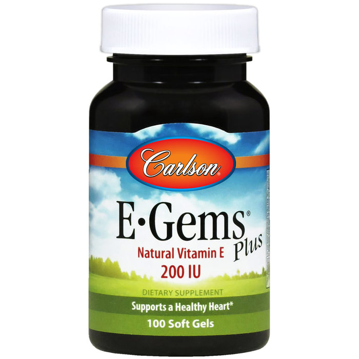 Carlson Laboratories E-Gems Plus 200 IU, Natural Vitamin E, 100 softgels, Carlson Labs