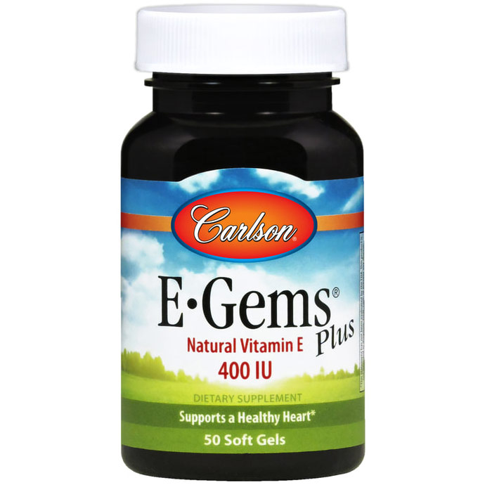 Carlson Laboratories E-Gems Plus 400 IU, Natural Vitamin E, 100 softgels, Carlson Labs