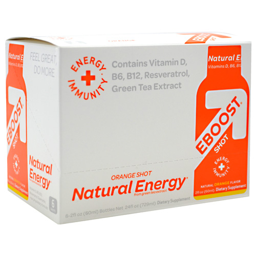 EBOOST EBOOST Natural Energy Orange Shot, Energy Drink, 2 oz x 6 Bottles