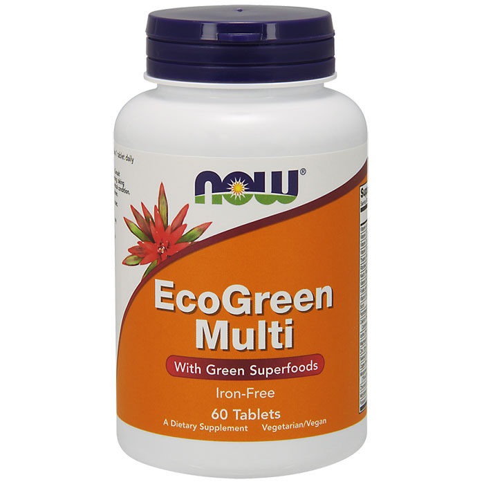 NOW Foods Eco-Green Iron-Free Multi-Vitamins 60 Tabs, NOW Foods