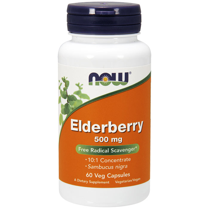 NOW Foods Elderberry Extract 500mg Vegetarian 60 Vcaps, NOW Foods
