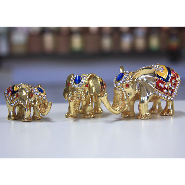 Jewelry Gift Box Elephant Family Gilt Jewelry Gift Box with Fine Crystals