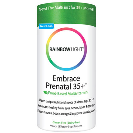 Rainbow Light Embrace Prenatal 35+, The Multi for 35+ Moms, 30 Vegetarian Capsules, Rainbow Light