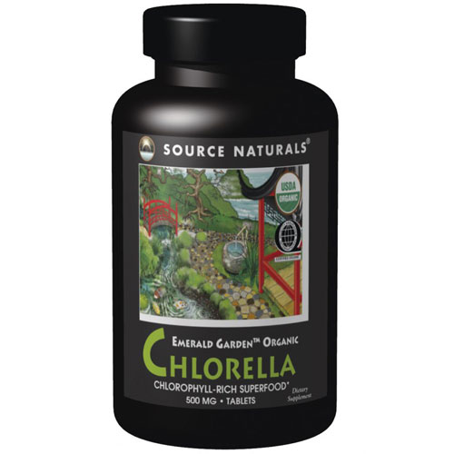Source Naturals Emerald Garden Organic Chlorella 200 mg Bottle, 300 Tablets, Source Naturals