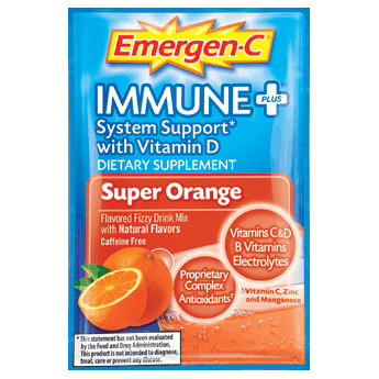 Alacer/Emergen C Emergen-C Immune + Super Orange, System Support with Vitamin D, 10 Packets, Alacer