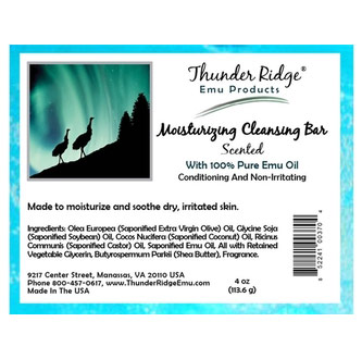 Thunder Ridge Emu Products Moisturizing Cleansing Emu Oil Bar Soap, Scented, 4 oz, Thunder Ridge Emu Products
