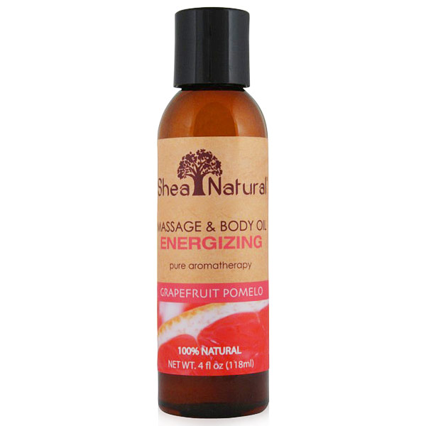 Shea Natural Energizing Massage & Body Oil, Grapefruit Pomelo, 4 oz, Shea Natural