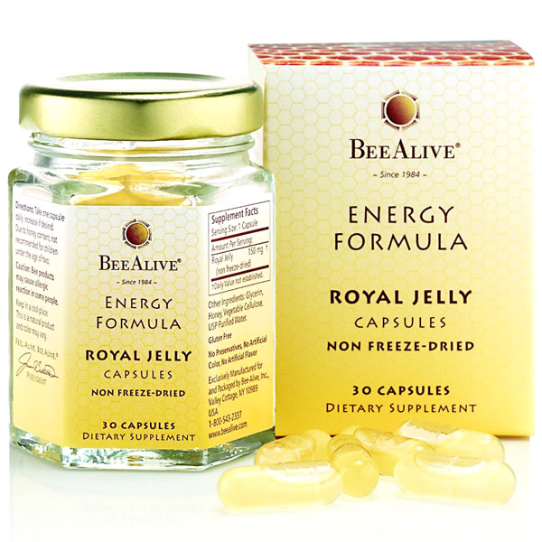 Bee Alive (BeeAlive) BeeAlive Energy Formula Royal Jelly Capsules, 30 Capsules, Bee Alive