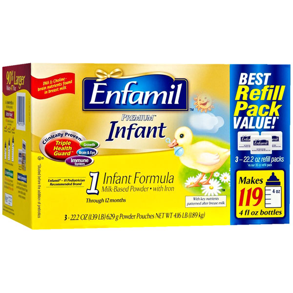 Enfamil Enfamil Premium Infant Formula Milk-Based Powder with Iron Refill Pouches, 22.2 oz x 3 pc
