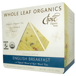 Choice Organic Teas Whole Leaf Organics, English Breakfast, 15 Tea Pyramids x 6 Box, Choice Organic Teas