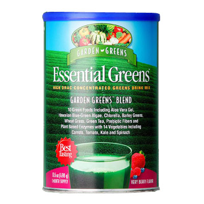 Garden Greens Essential Greens, Super ORAC Concentrated Greens Drink Mix, Very Berry Flavor, 498 g, Garden Greens