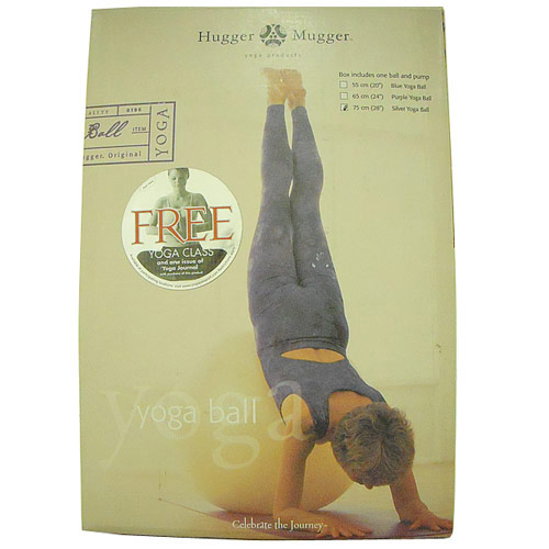 Hugger Mugger Yoga Products Exercise Ball with Pump, 75 cm Silver Yoga Ball, Hugger Mugger Yoga Products