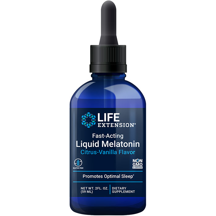Life Extension Fast-Acting Liquid Melatonin, Natural Citrus Vanilla Flavor, 2 oz, Life Extension