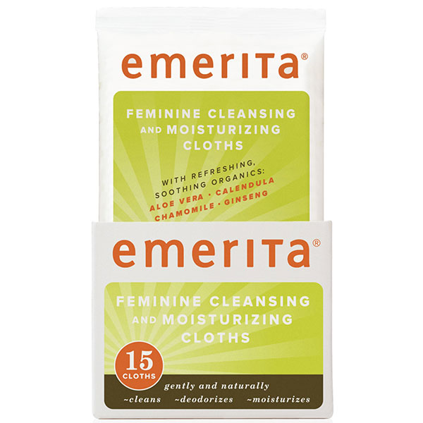 Emerita Feminine Cleansing and Moisturizing Cloths, 15 ct, Emerita