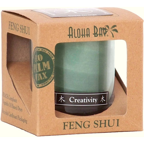 Aloha Bay Feng Shui Jar Candle in Gift Box, with Pure Essential Oils, Wood Creativity (Green), 2.5 oz, Aloha Bay