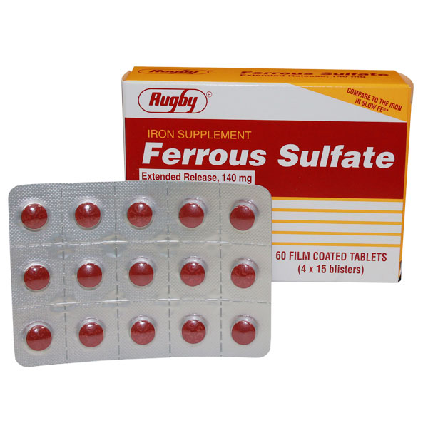 Watson Rugby Labs Ferrous Sulfate Extended Release, 140 mg, 60 Tablets, Watson Rugby