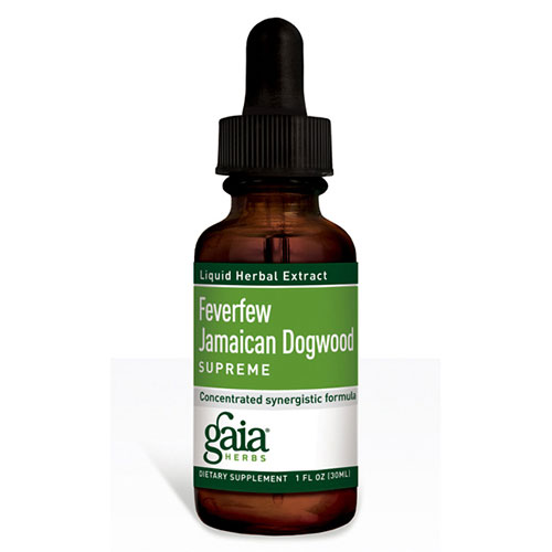 Gaia Herbs Feverfew Jamaican Dogwood Supreme Liquid, 4 oz, Gaia Herbs