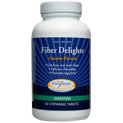 Enzymatic Therapy Fiber Delights, Chocolate, 60 Chewable Tablets, Enzymatic Therapy