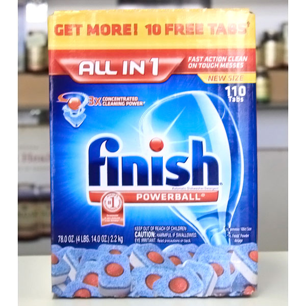 Finish Dishwashing Products Finish All-In-One Dishwasher Detergent Powerball Tabs, 110 ct, Finish Dishwashing Products