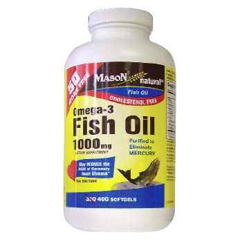 Mason Natural Omega 3 Fish Oil 1000 mg, 400 Softgels, Mason Natural