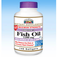 21st Century HealthCare Fish Oil 1200 mg, Omega-3, 140 Softgels, 21st Century HealthCare