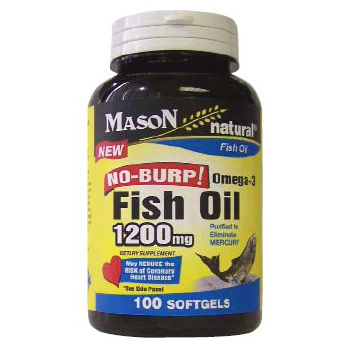 Mason Natural No Burp! Omega-3 Fish Oil 1200 mg, 100 Softgels , Mason Natural