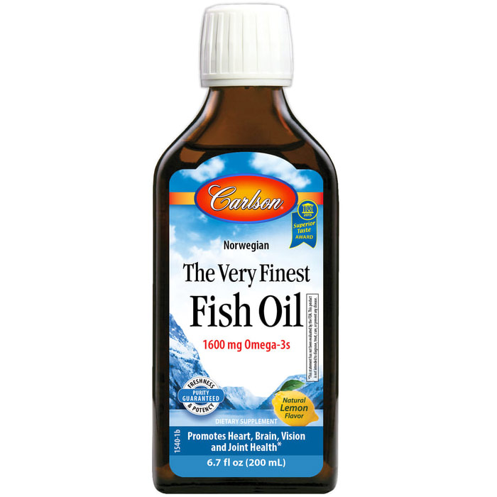 Carlson Laboratories The Very Finest Fish Oil Liquid, Lemon Flavor, 200ml, Carlson Labs