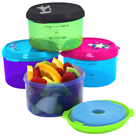 VitaMinder Fit & Fresh Kids Lunch Bowl, Smart Portion 1 Cup Chill Container, Assorted Color, VitaMinder