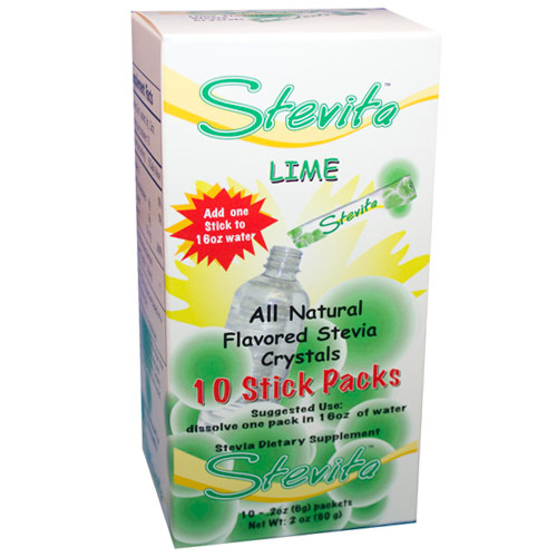 Stevita All Natural Flavored Stevia Crystals, Lime, 10 Packets, Stevita