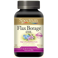 Spectrum Essentials Organic Flax Borage Oil, 600 mg, 100 Softgels, Spectrum Essentials