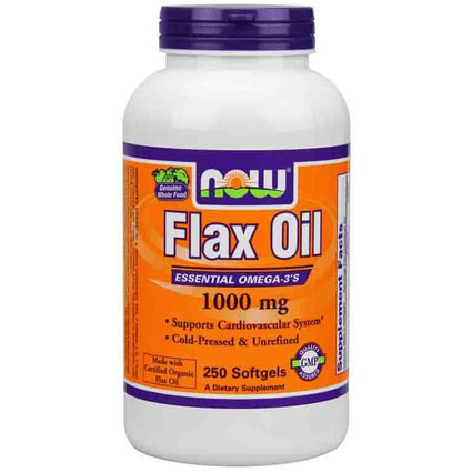 NOW Foods Flax Oil 1000mg, Organic Flax Oil 250 Softgels, NOW Foods