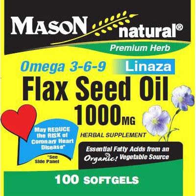 Mason Natural Flax Seed Oil 1000 mg, 100 Softgels, Mason Natural
