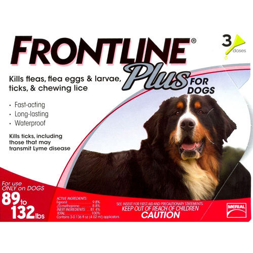 Frontline Plus Flea and Tick Drops For Dogs 89lbs-132lbs, 3 Month Supply, Frontline Plus