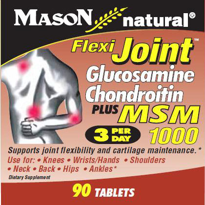 Mason Natural Flexi-Joint Glucosamine Chondroitin Plus MSM 1000, 90 Tablets, Mason Natural