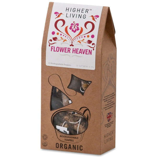 Higher Living Teas Organic Flower Heaven Tea, 15 Biodegradable Teapees, Higher Living