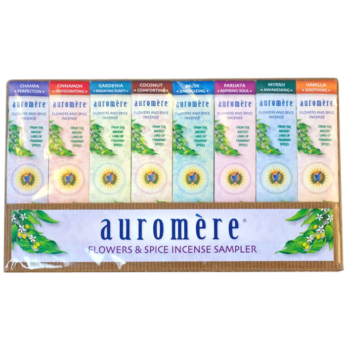 Auromere Flowers & Spice Incense Sample Pack, 0.1 oz/8 Fragrances, Auromere