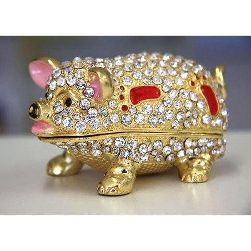 Jewelry Gift Box Fortune Pig Gilt Jewelry Gift Box with Fine Crystals